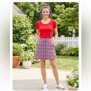 Talbots Red and Blue Plaid Skater Skirt size  M perfect for July 4